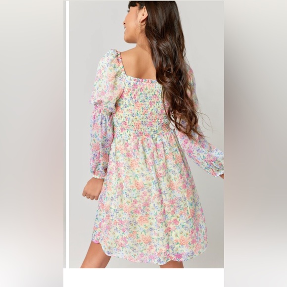 Francesca's Franki Juliet Sleeve Floral Dress for Girls nwt - Picture 4 of 5